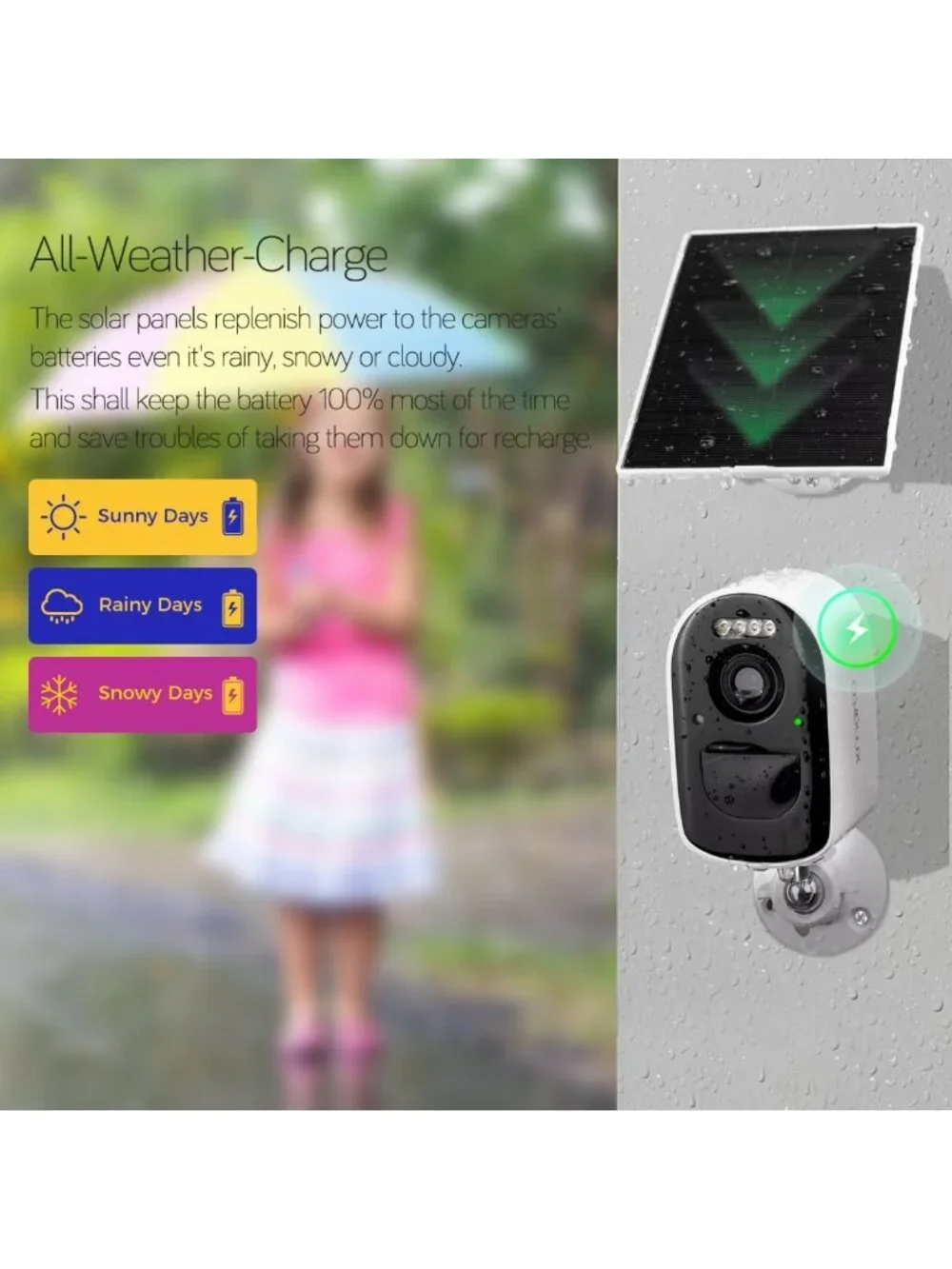 4MP QHD WiFi6 Solar-Powered Indoor/Outdoor Security Camera - Dual-Band, Wireless